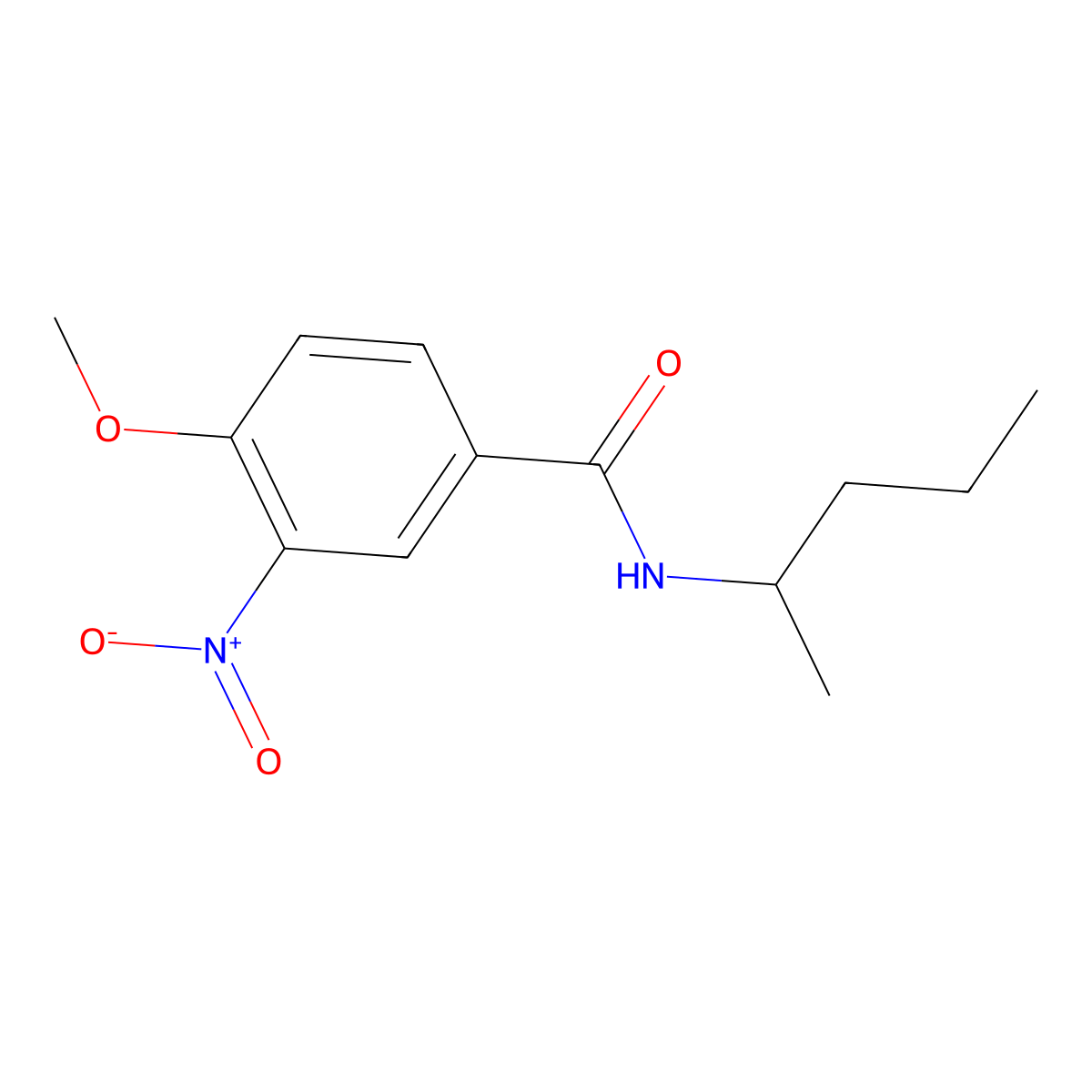 4-methoxy-3-nitro-N-(pentan-2-yl)benzamide molecular structure, CAS 6102-07-4