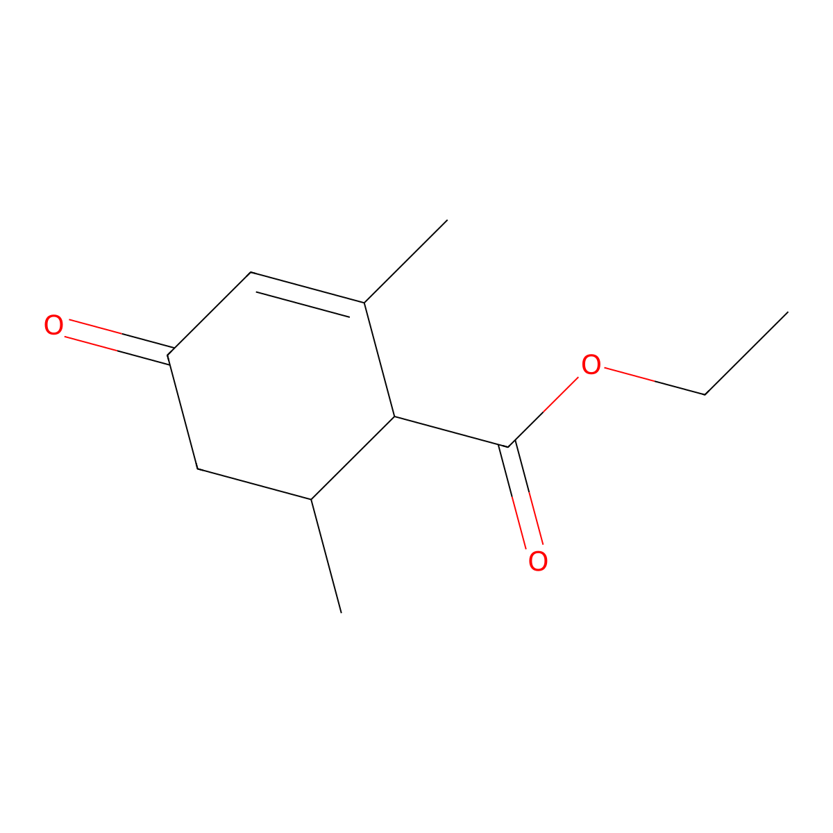 Ethyl 2,6-dimethyl-4-oxocyclohex-2-ene-1-carboxylatato molecular structure, CAS 6102-15-4