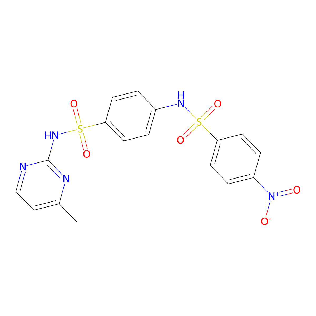 N-{4-[(4-methylpyrimidin-2-yl)sulfamoyl]phenyl}-4-nitrobenzenesulfonamide molecular structure, CAS 6102-38-1