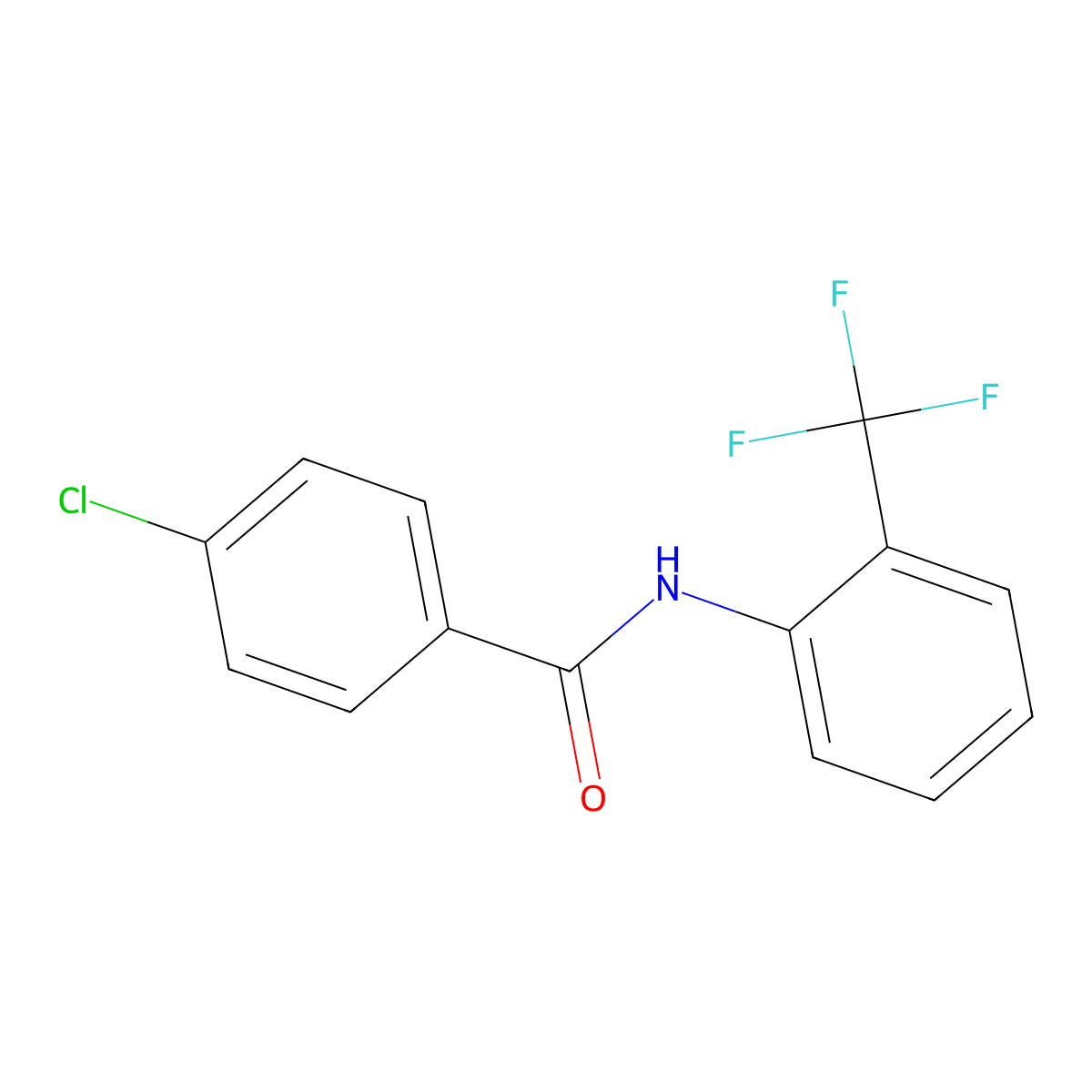 4-chloro-N-[2-(trifluoromethyl)phenyl]benzamide molecular structure, CAS 6102-56-3