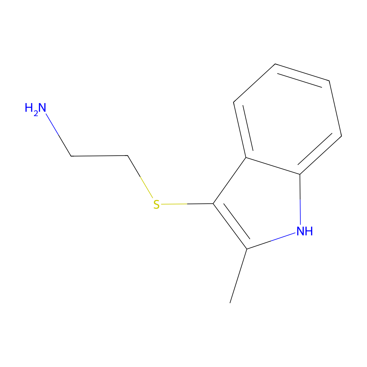 2-(2-Methyl-1H-indol-3-ylsulfanyl)-ethylamine molecular structure, CAS 61021-66-7