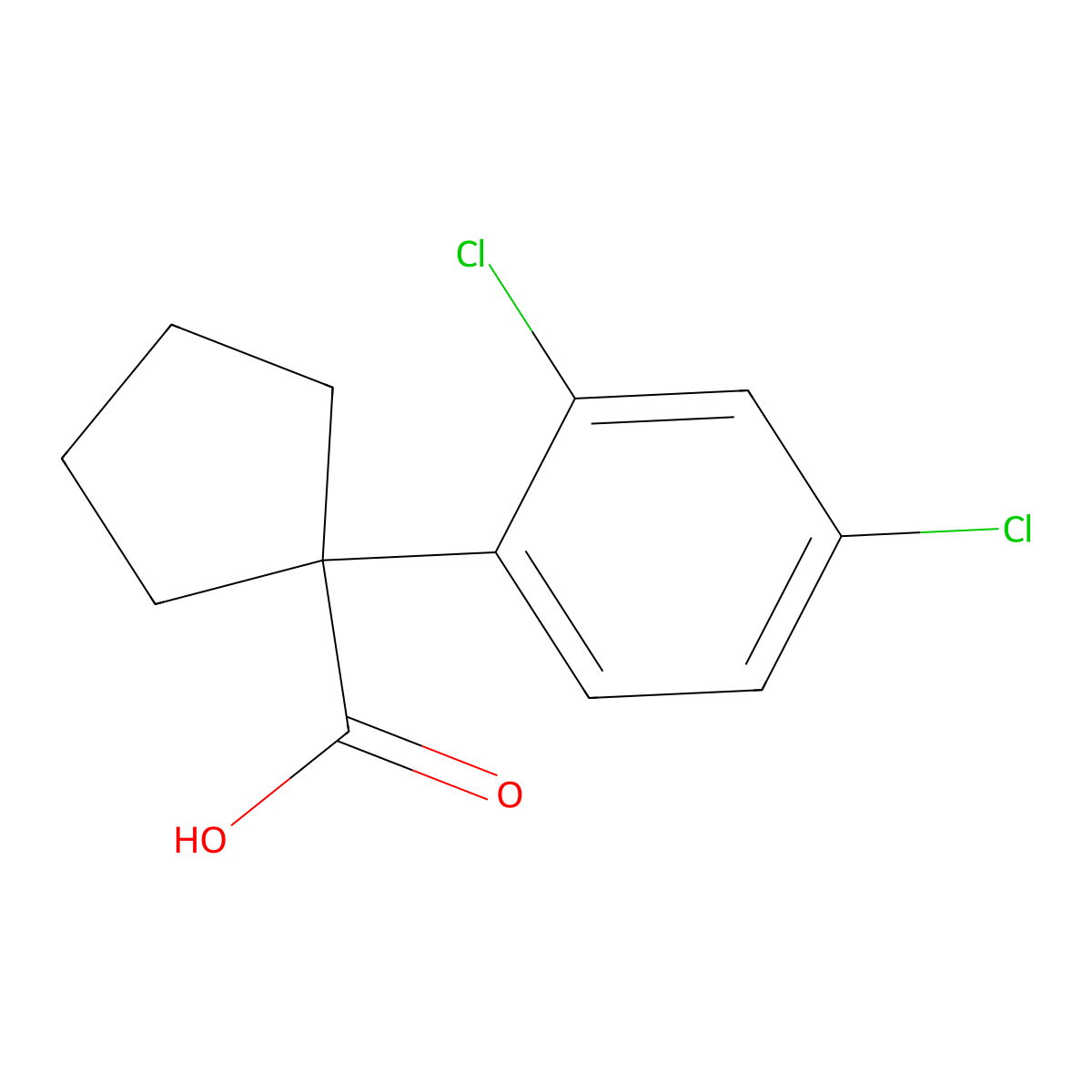 1-(2,4-Dichlorophenyl)cyclopentane-1-carboxylic acid molecular structure, CAS 61023-76-5