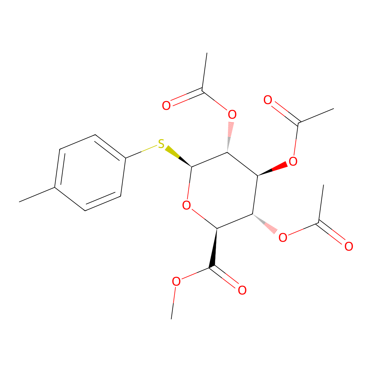 (2S,3S,4S,5R,6S)-2-(methoxycarbonyl)-6-(p-tolylthio)tetrahydro-2H-pyran-3,4,5-triyl triacetate molecular structure, CAS 61025-09-0