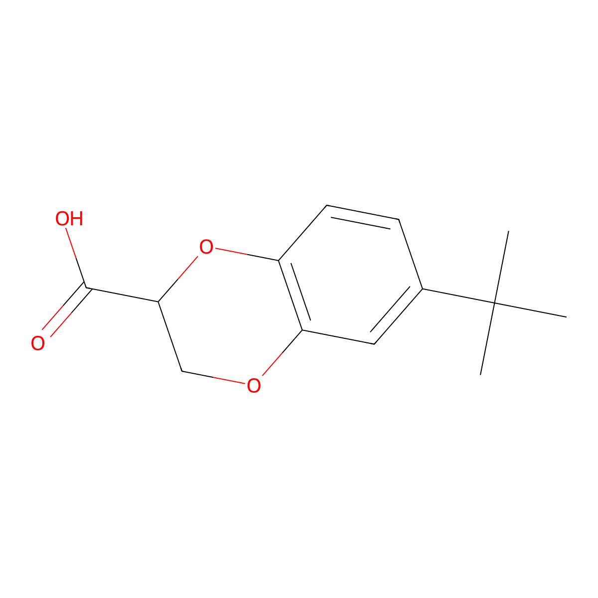 6-tert-Butyl-2,3-dihydro-benzo[1,4]dioxine-2-carboxylic acid molecular structure, CAS 610258-90-7