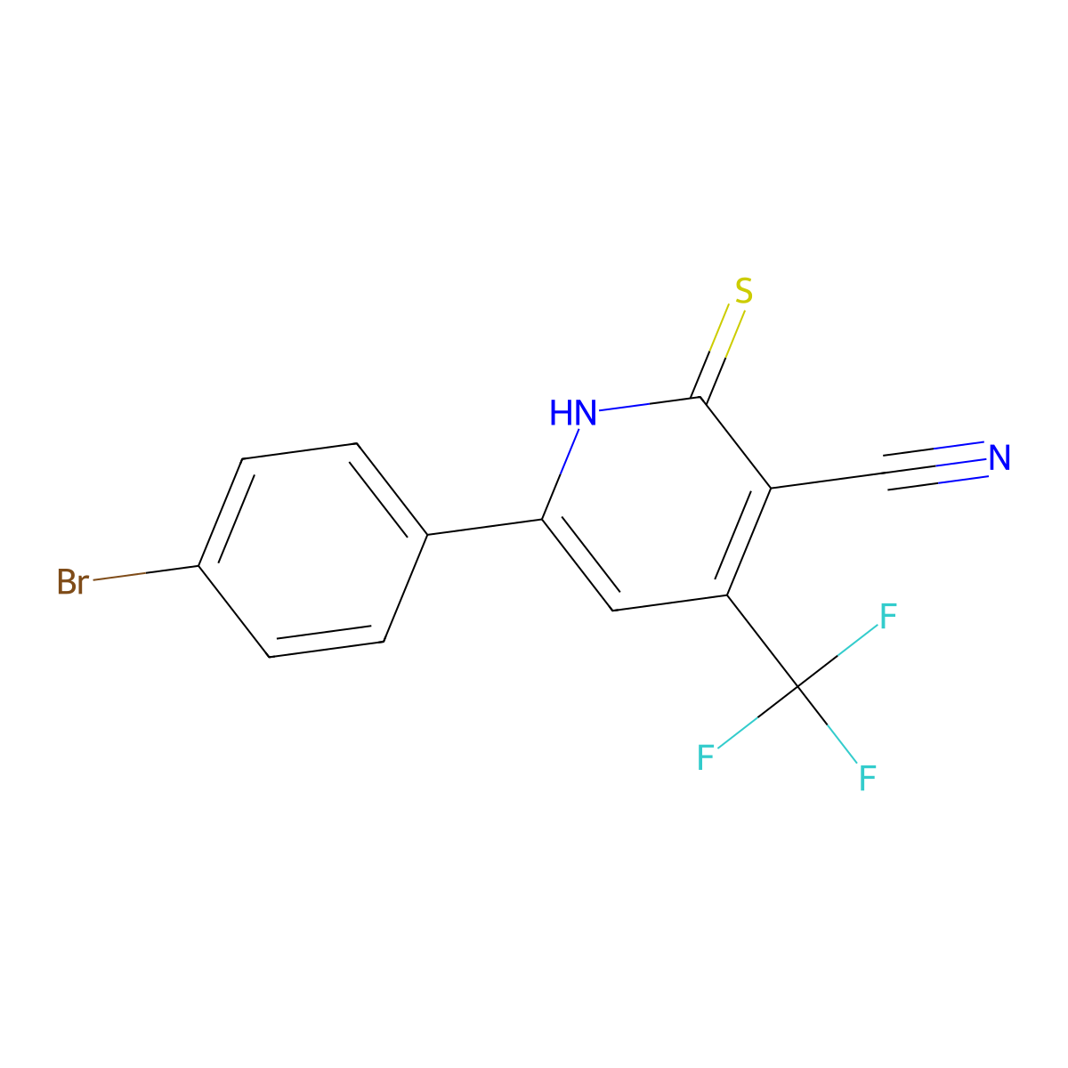 6-(4-Bromophenyl)-4-(trifluoromethyl)-1,2-dihydro-2-thioxopyridine-3-carbonitrile molecular structure, CAS 610259-26-2