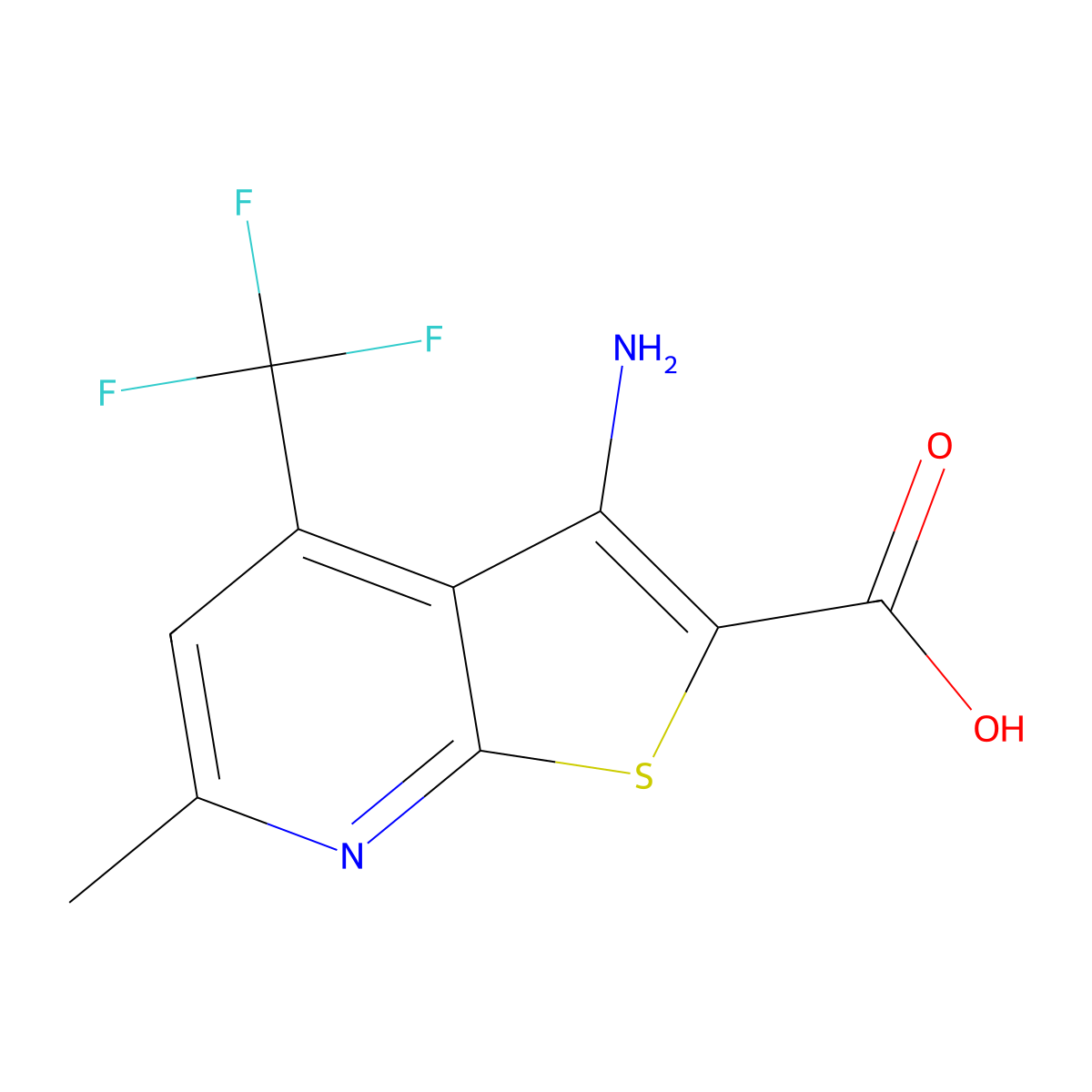 3-Amino-6-methyl-4-(trifluoromethyl)thieno[2,3-b]pyridine-2-carboxylic acid molecular structure, CAS 610259-30-8
