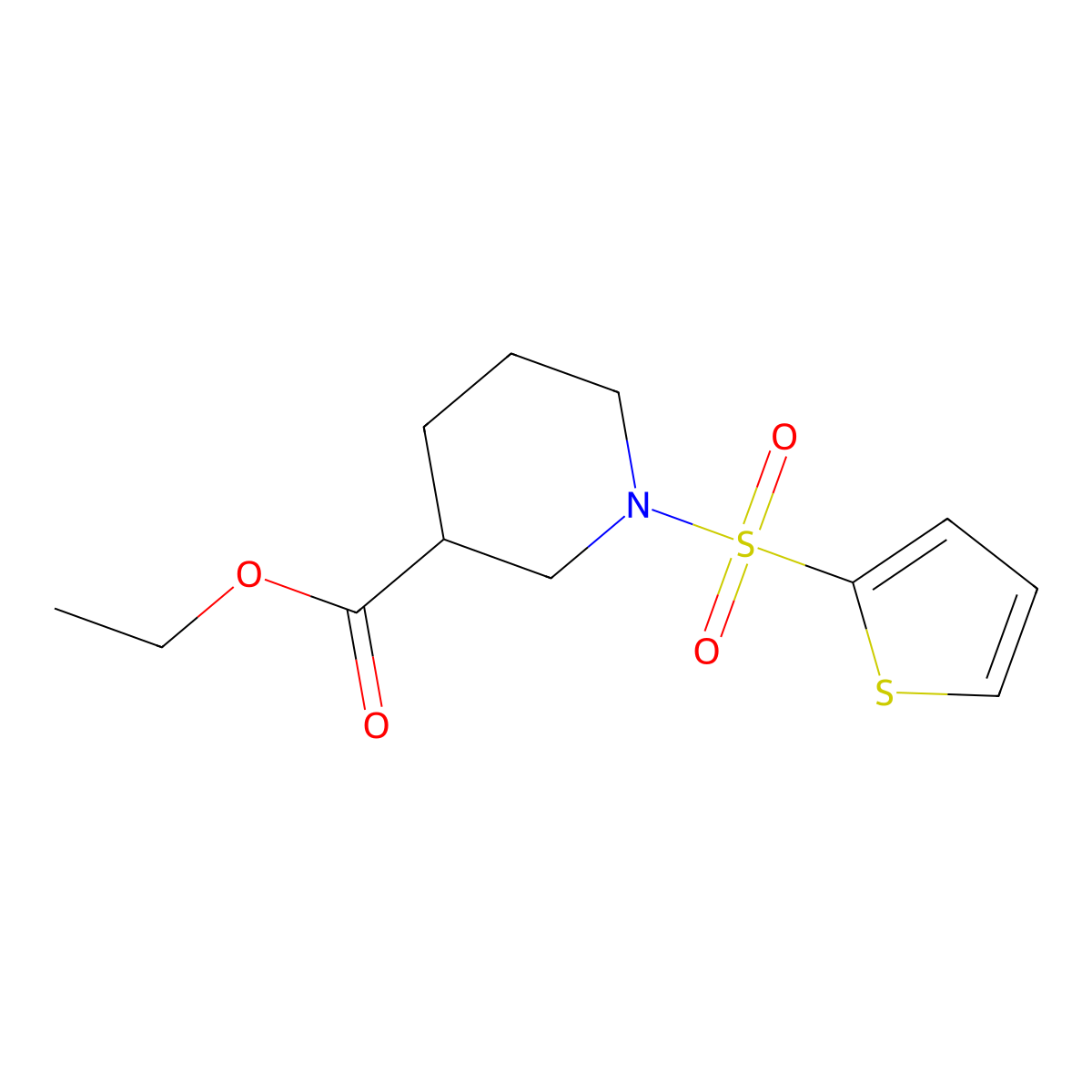 Ethyl 1-(thiophen-2-ylsulfonyl)piperidine-3-carboxylate molecular structure, CAS 610259-52-4
