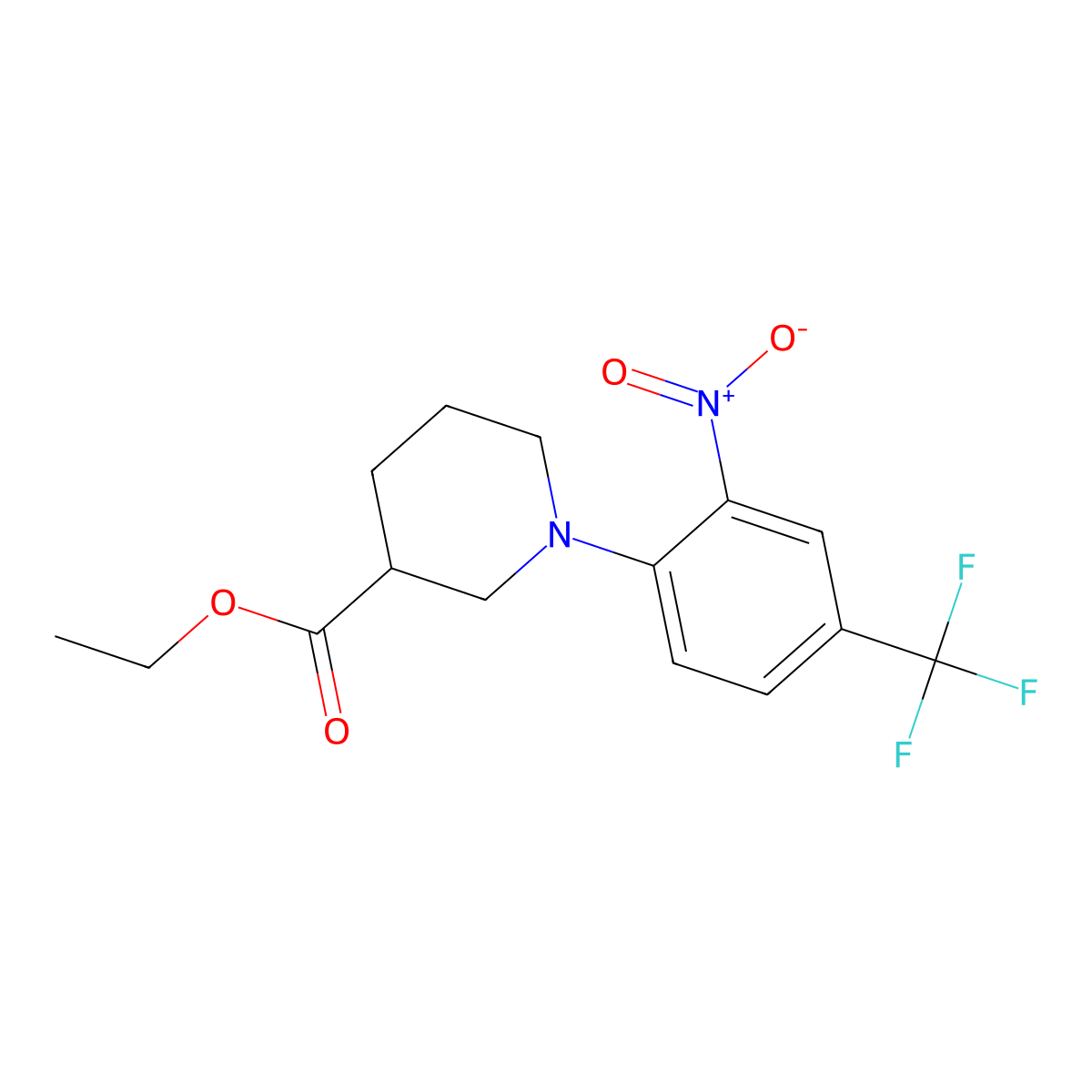 Ethyl 1-[2-nitro-4-(trifluoromethyl)phenyl]piperidine-3-carboxylate molecular structure, CAS 610259-54-6