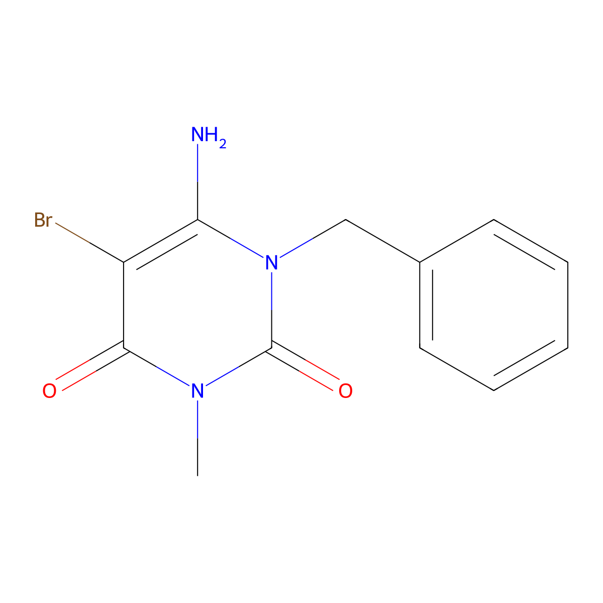 6-Amino-1-benzyl-5-bromo-3-methyl-1,2,3,4-tetrahydropyrimidine-2,4-dione molecular structure, CAS 610259-81-9