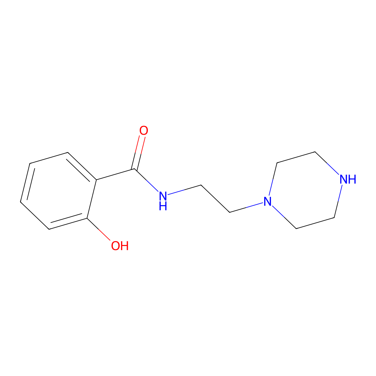 2-hydroxy-N-(2-piperazin-1-ylethyl)benzamide molecular structure, CAS 610260-32-7