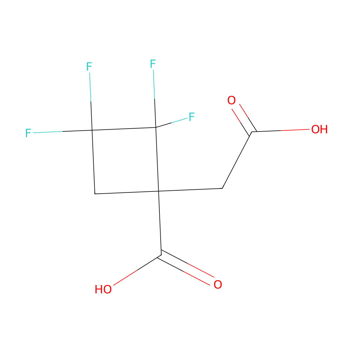 1-(Carboxymethyl)-2,2,3,3-tetrafluorocyclobutane-1-carboxylic acid molecular structure, CAS 610260-47-4