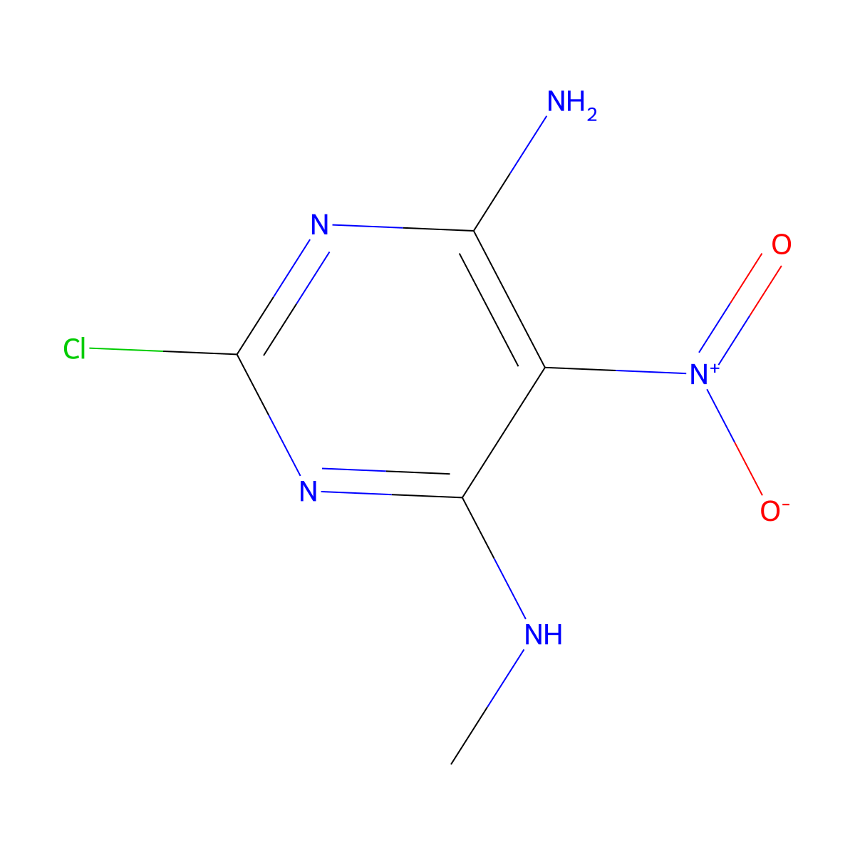 4-Amino-2-chloro-5-nitro-6-(methylamino)pyrimidine molecular structure, CAS 610260-54-3