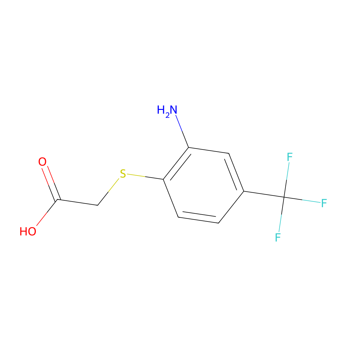 {[2-Amino-4-(trifluoromethyl)phenyl]sulfanyl}acetic acid molecular structure, CAS 610260-91-8