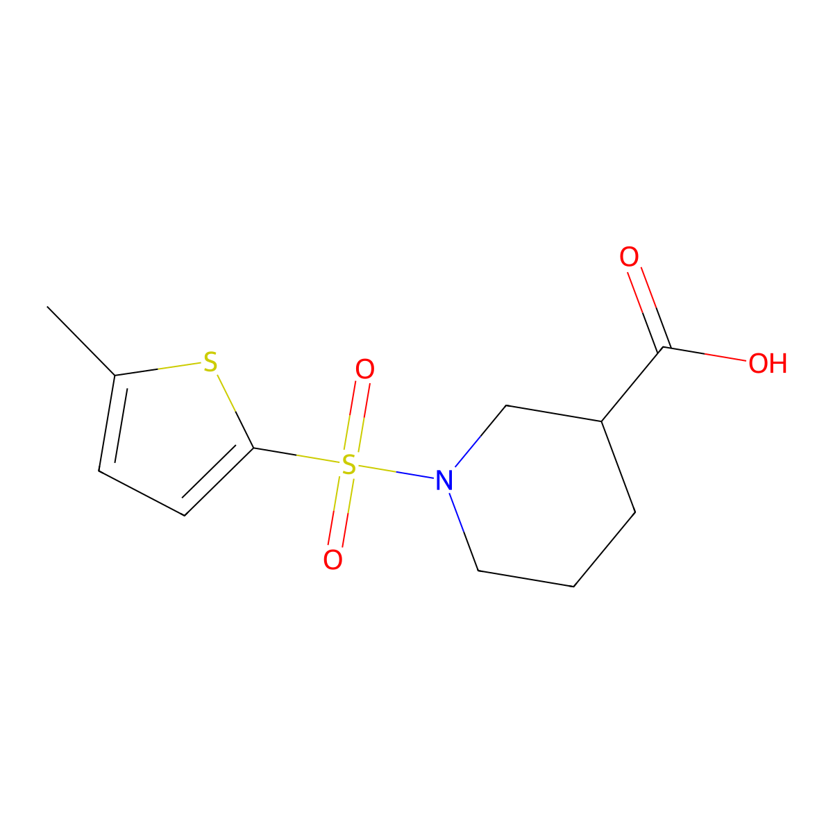1-[(5-Methylthiophen-2-yl)sulfonyl]piperidine-3-carboxylic acid molecular structure, CAS 610261-43-3