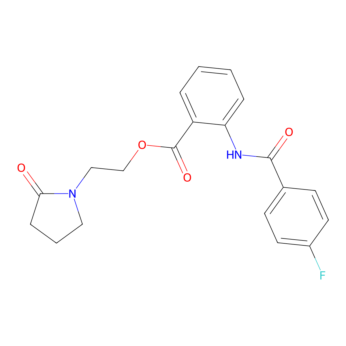2-(2-Oxopyrrolidin-1-yl)ethyl 2-{[(4-fluorophenyl)carbonyl]amino}benzoate molecular structure, CAS 610262-06-1