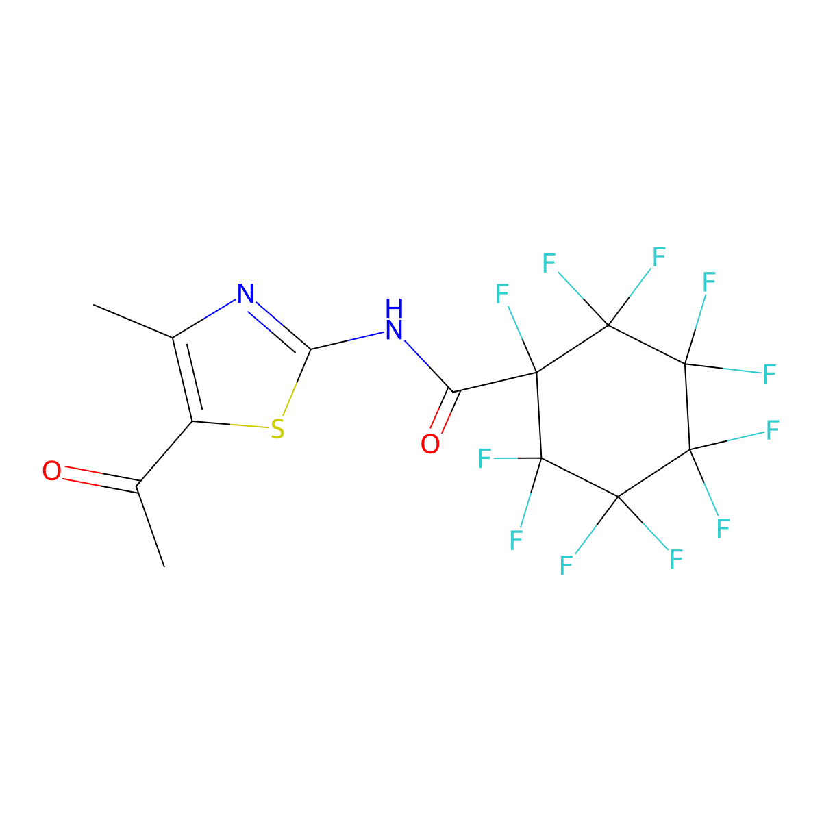 N-(5-acetyl-4-methyl-1,3-thiazol-2-yl)-1,2,2,3,3,4,4,5,5,6,6-undecafluorocyclohexane-1-carboxamide molecular structure, CAS 610262-12-9