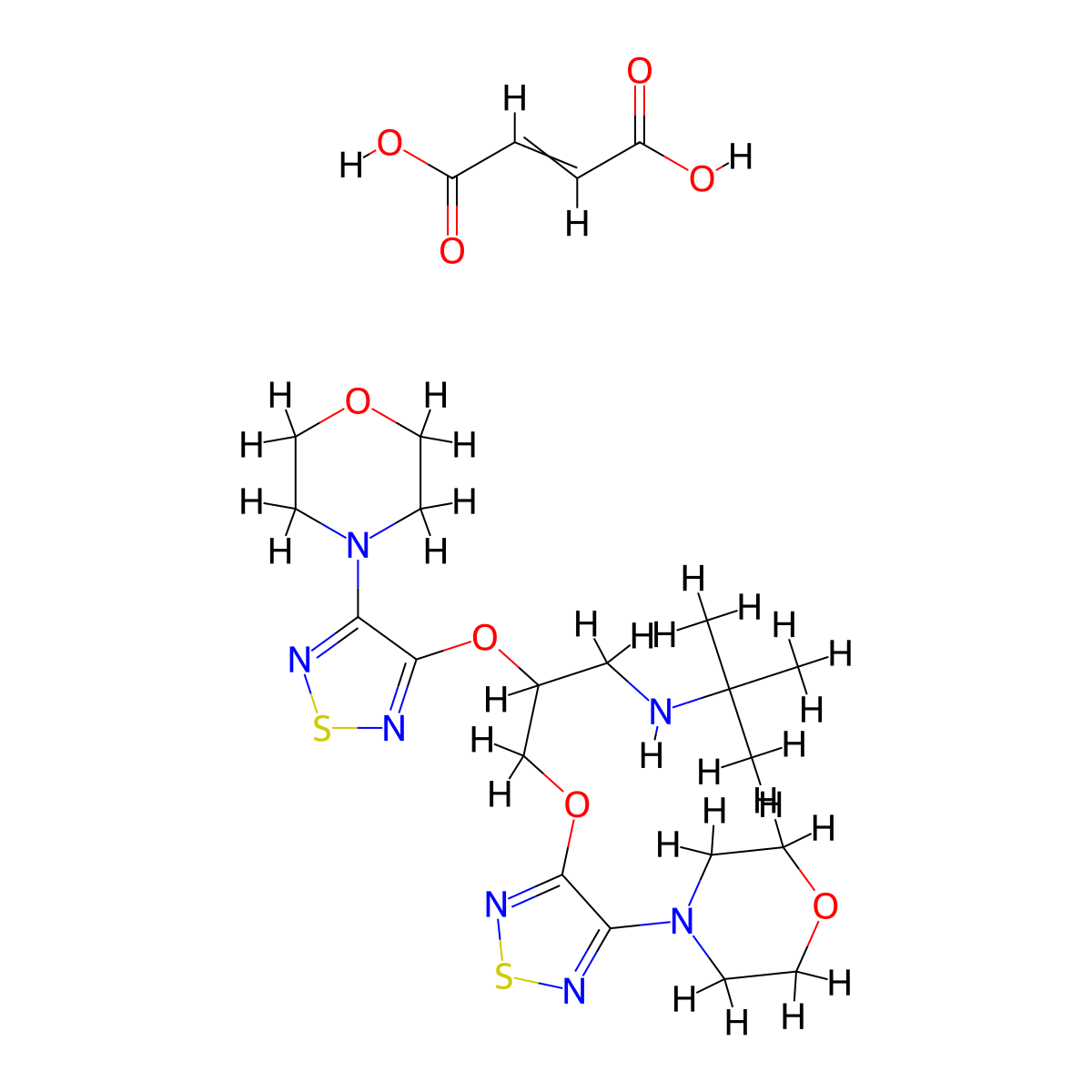 N-[2,3-bis[(4-morpholin-4-yl-1,2,5-thiadiazol-3-yl)oxy]propyl]-2-methylpropan-2-amine;but-2-enedioic acid molecular structure, CAS 610271-57-3