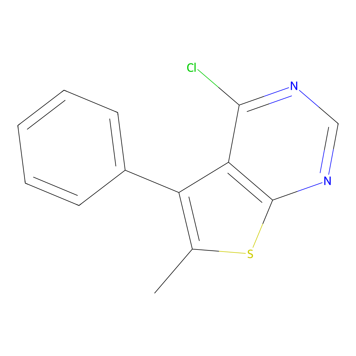 4-Chloro-6-methyl-5-phenylthieno[2,3-d]pyrimidine molecular structure, CAS 610274-04-9