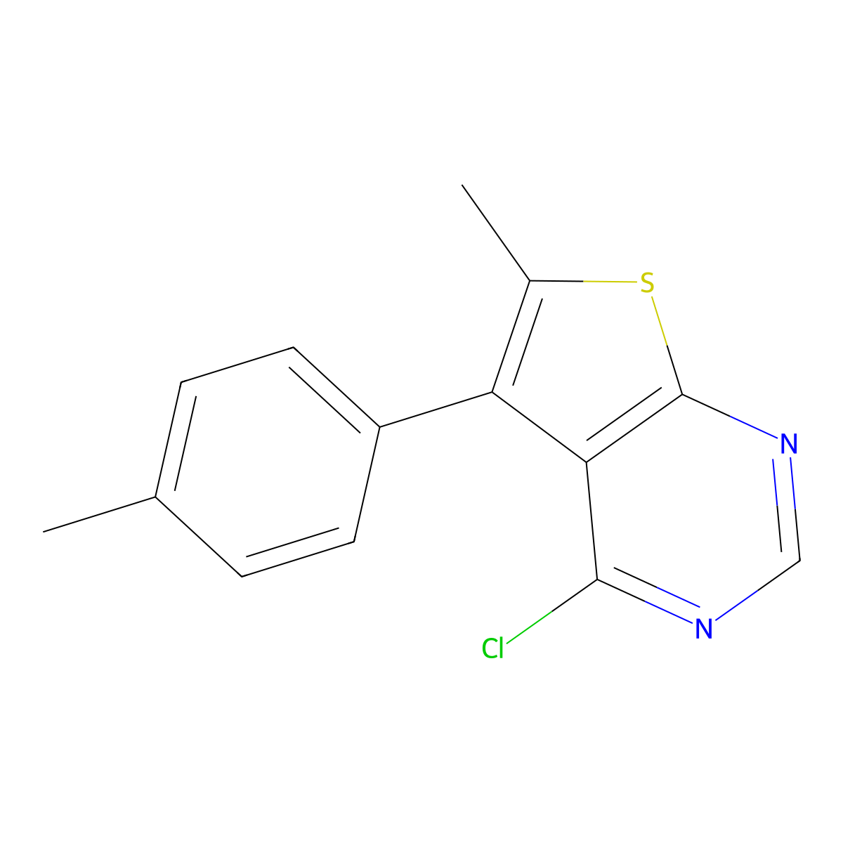 4-Chloro-6-methyl-5-(4-methylphenyl)thieno[2,3-d]pyrimidine molecular structure, CAS 610274-05-0
