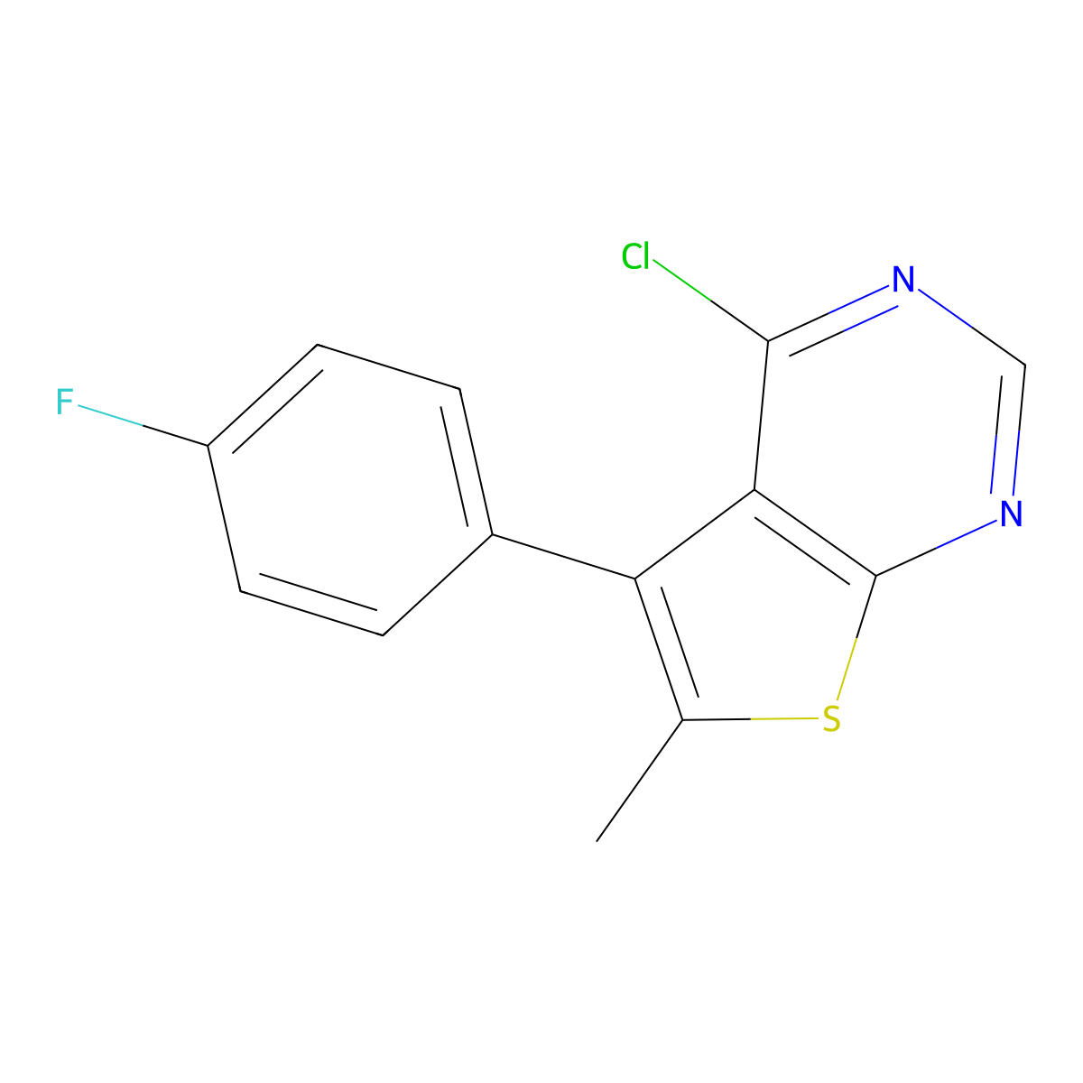 4-Chloro-5-(4-fluorophenyl)-6-methylthieno[2,3-d]pyrimidine molecular structure, CAS 610274-08-3