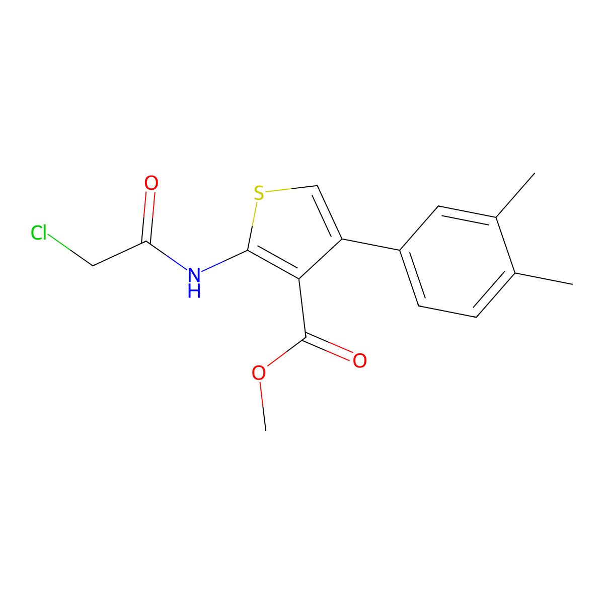 Methyl 2-(2-chloroacetamido)-4-(3,4-dimethylphenyl)thiophene-3-carboxylate molecular structure, CAS 610275-54-2