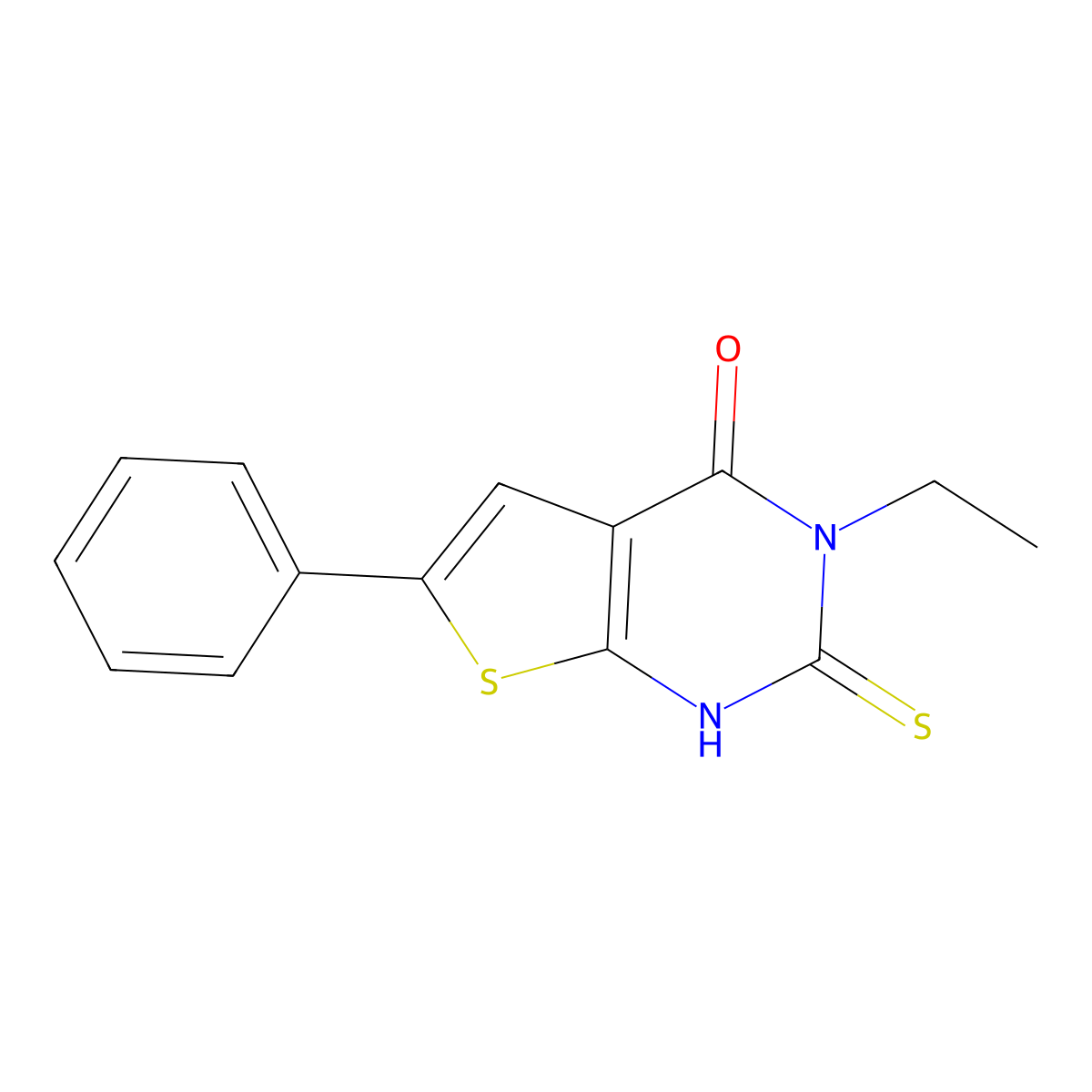 3-ethyl-6-phenyl-2-sulfanyl-3H,4H-thieno[2,3-d]pyrimidin-4-one molecular structure, CAS 610275-61-1