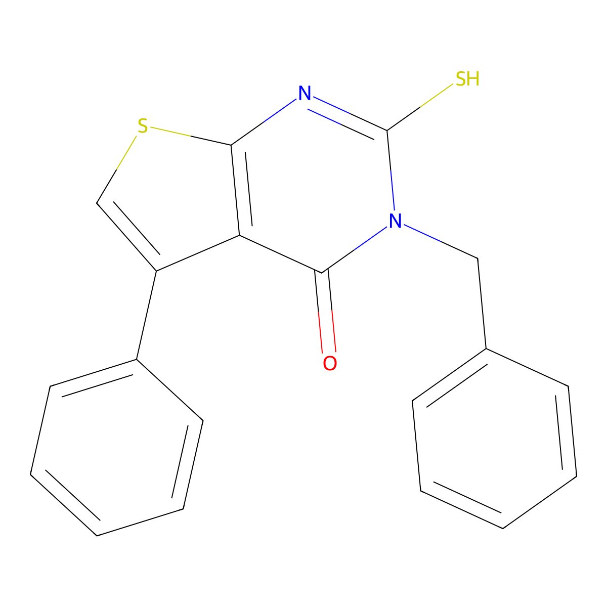 3-benzyl-5-phenyl-2-sulfanyl-3H,4H-thieno[2,3-d]pyrimidin-4-one molecular structure, CAS 610275-71-3