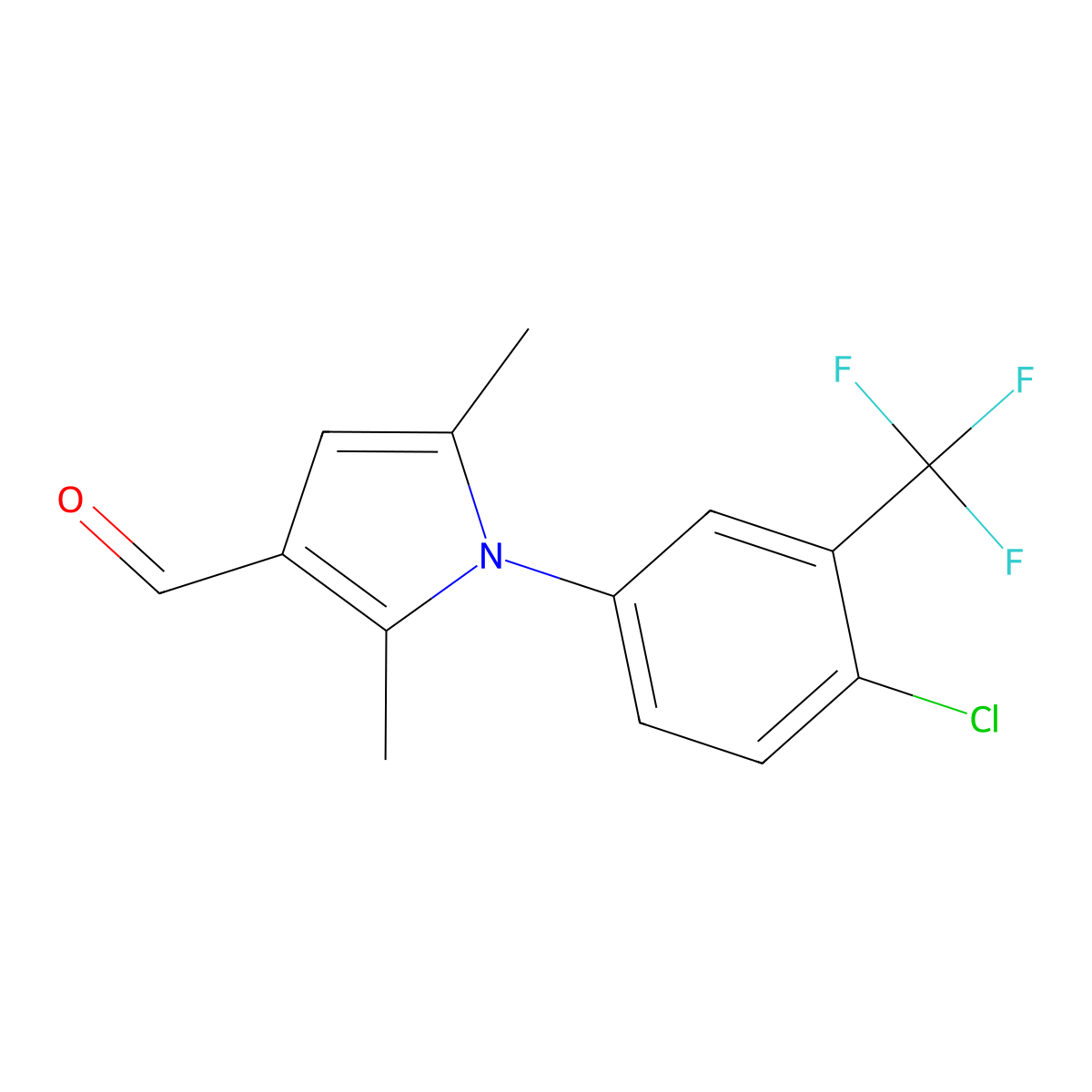1-[4-chloro-3-(trifluoromethyl)phenyl]-2,5-dimethyl-1H-pyrrole-3-carbaldehyde molecular structure, CAS 610275-74-6