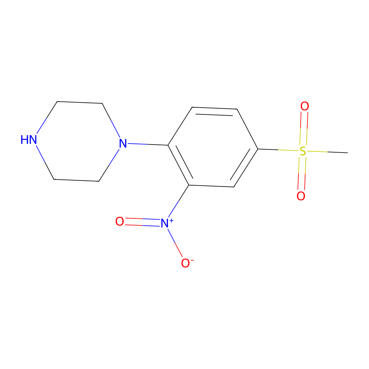 1-(4-(Methylsulfonyl)-2-nitrophenyl)piperazine molecular structure, CAS 610275-77-9