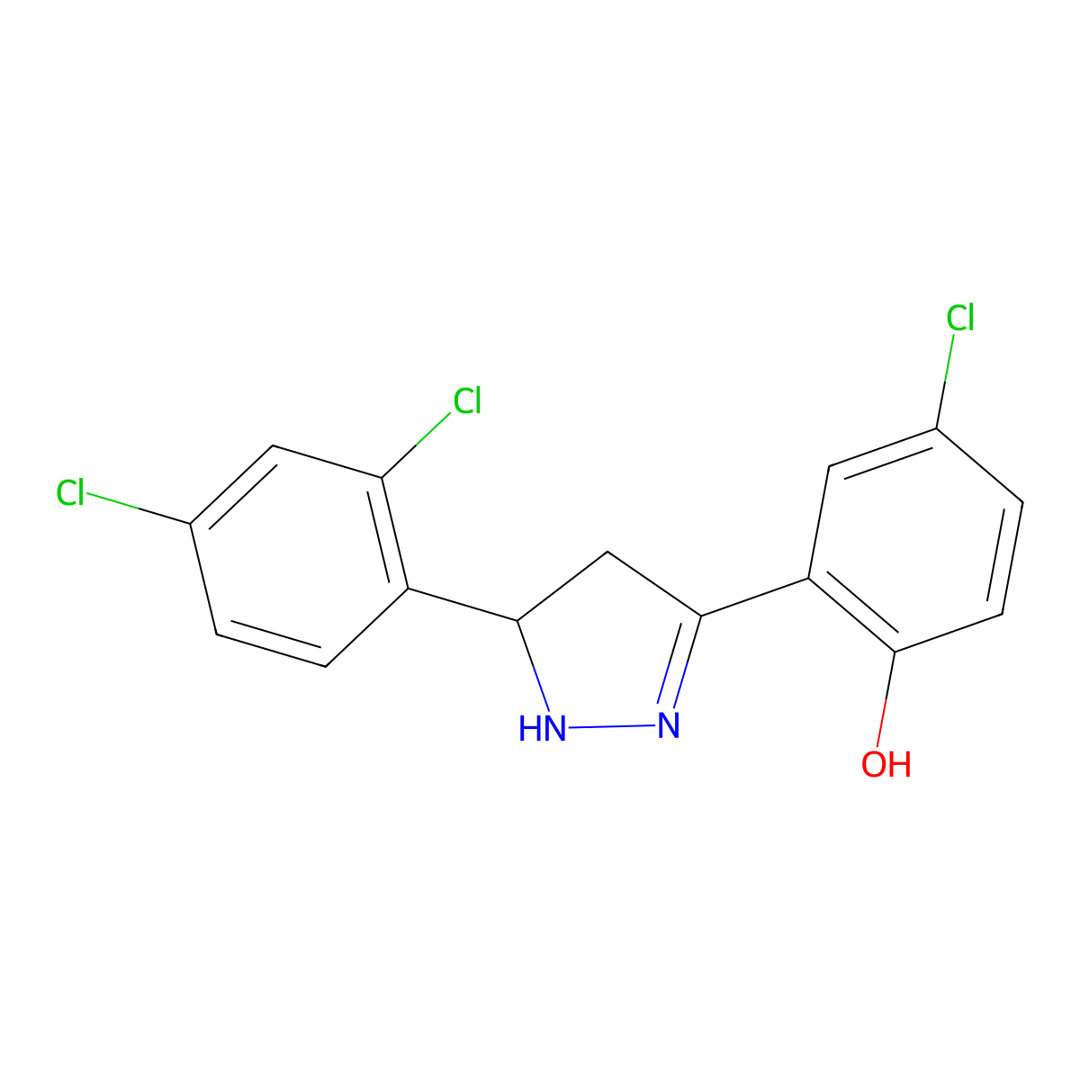 4-chloro-2-[5-(2,4-dichlorophenyl)-4,5-dihydro-1H-pyrazol-3-yl]phenol molecular structure, CAS 610277-42-4