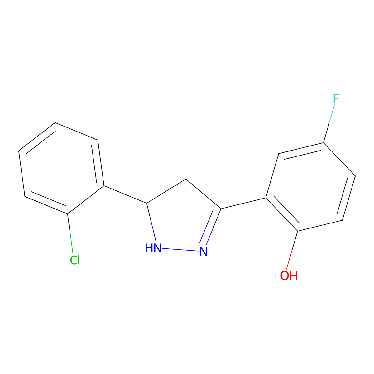 2-[5-(2-chlorophenyl)-4,5-dihydro-1H-pyrazol-3-yl]-4-fluorophenol molecular structure, CAS 610277-49-1