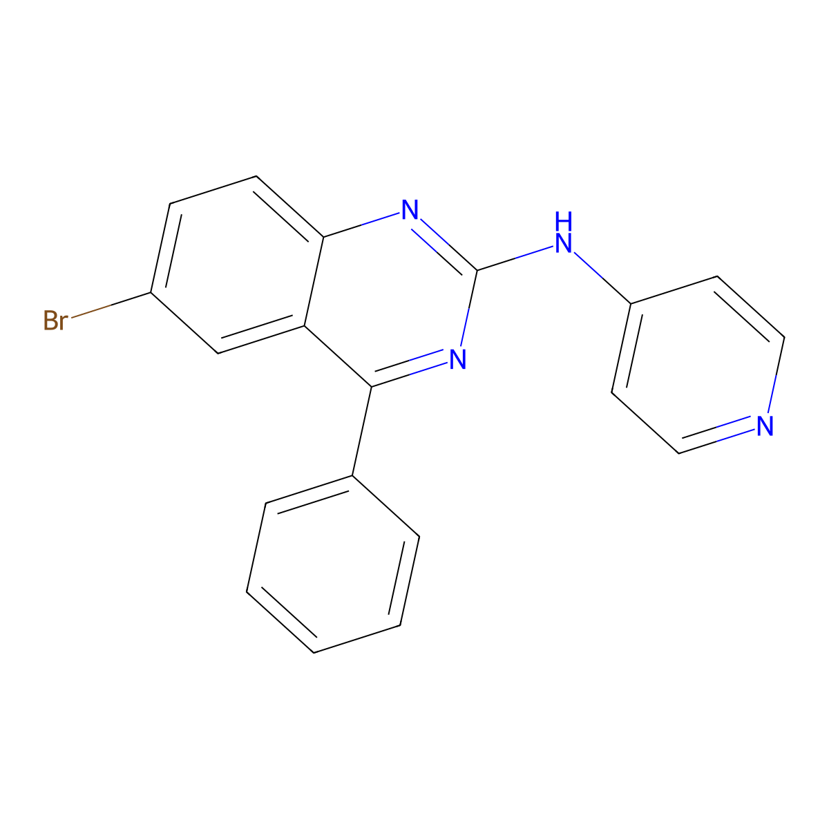 6-bromo-4-phenyl-N-(pyridin-4-yl)quinazolin-2-amine molecular structure, CAS 610279-41-9