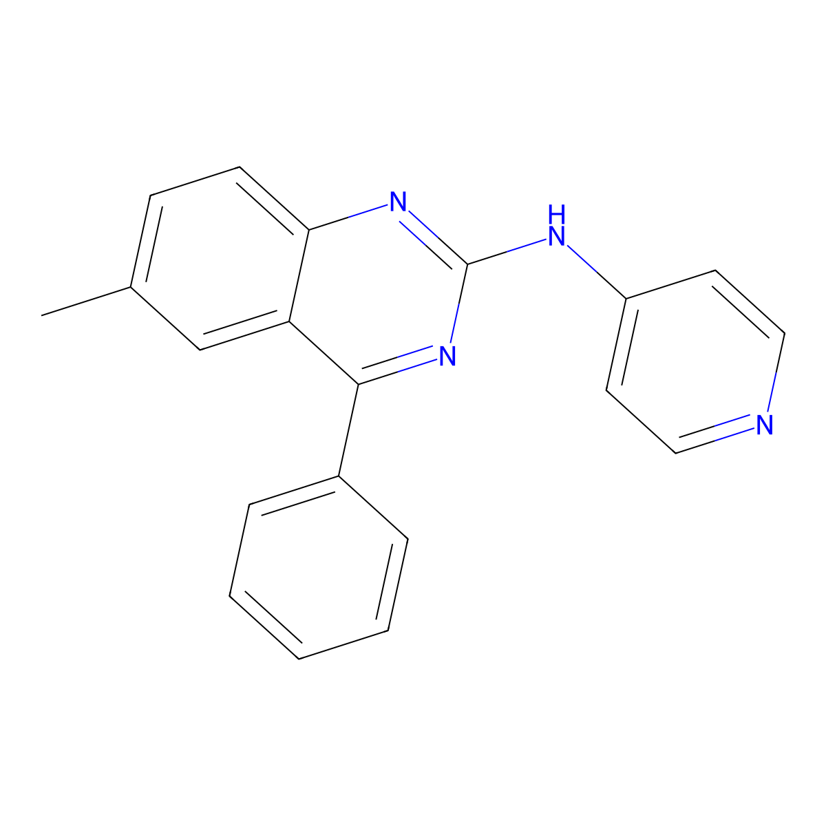 6-methyl-4-phenyl-N-(pyridin-4-yl)quinazolin-2-amine molecular structure, CAS 610279-43-1