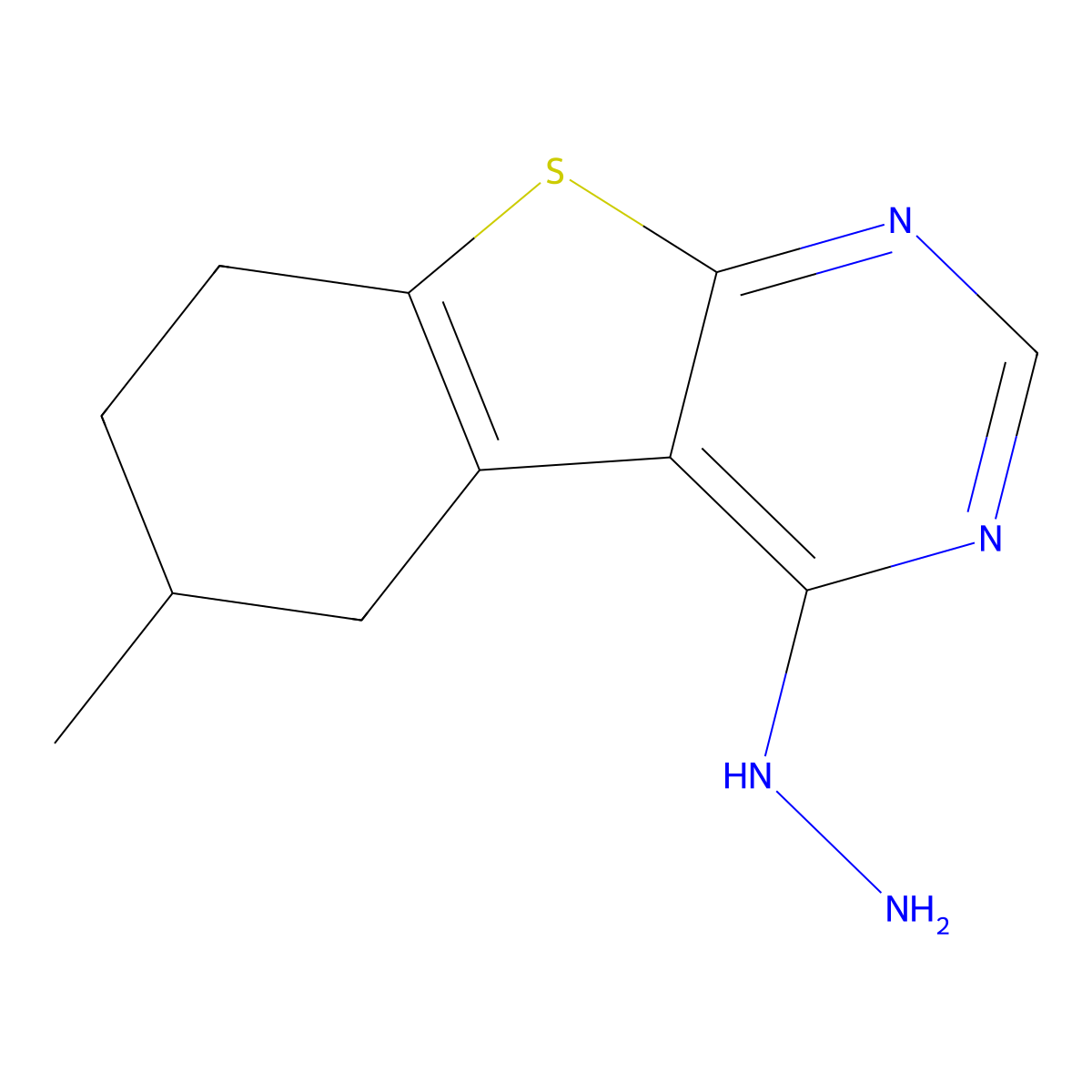 4-Hydrazinyl-6-methyl-5,6,7,8-tetrahydro[1]benzothieno[2,3-d]pyrimidine molecular structure, CAS 610279-54-4