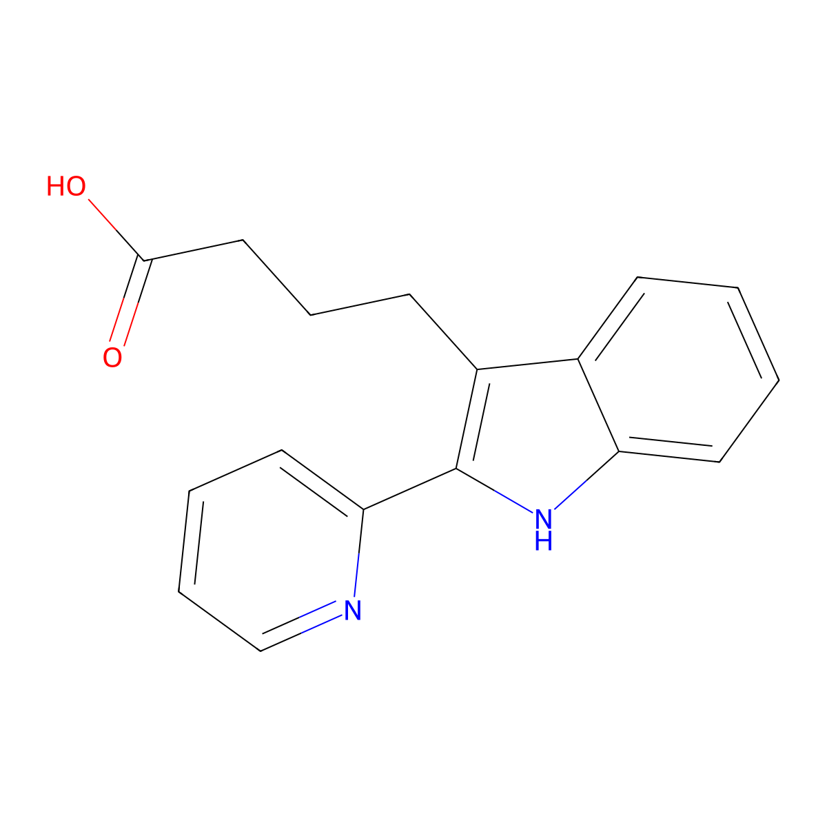 4-(2-(2-Pyridyl)indol-3-yl)butanoic acid molecular structure, CAS 610279-94-2