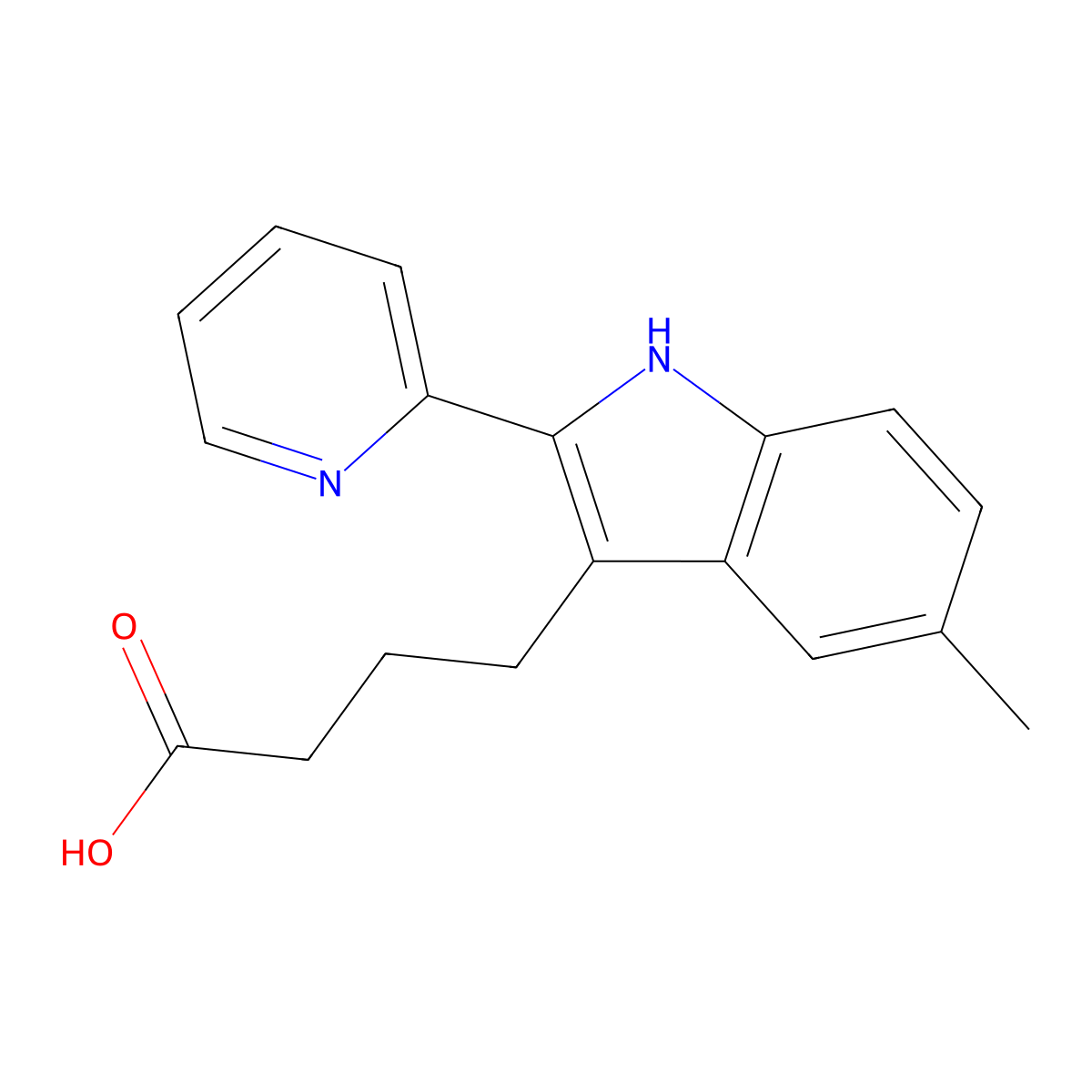 4-(5-Methyl-2-(2-pyridyl)indol-3-yl)butanoic acid molecular structure, CAS 610279-95-3