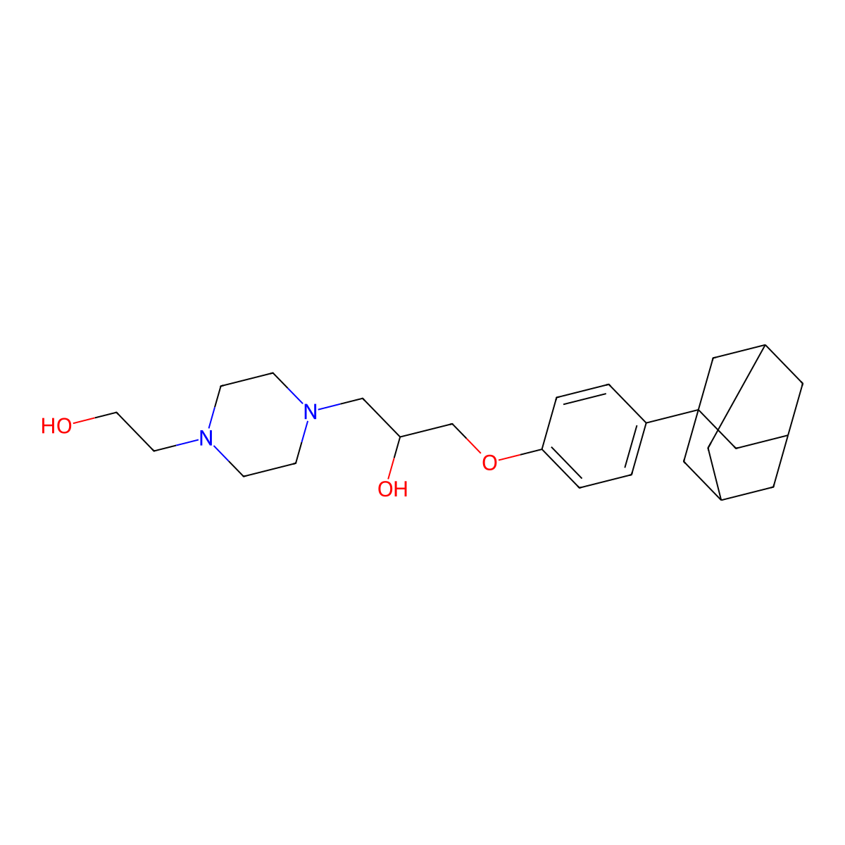 1-[4-(1-Adamantyl)phenoxy]-3-[4-(2-hydroxyethyl)piperazin-1-yl]propan-2-ol molecular structure, CAS 610280-26-7