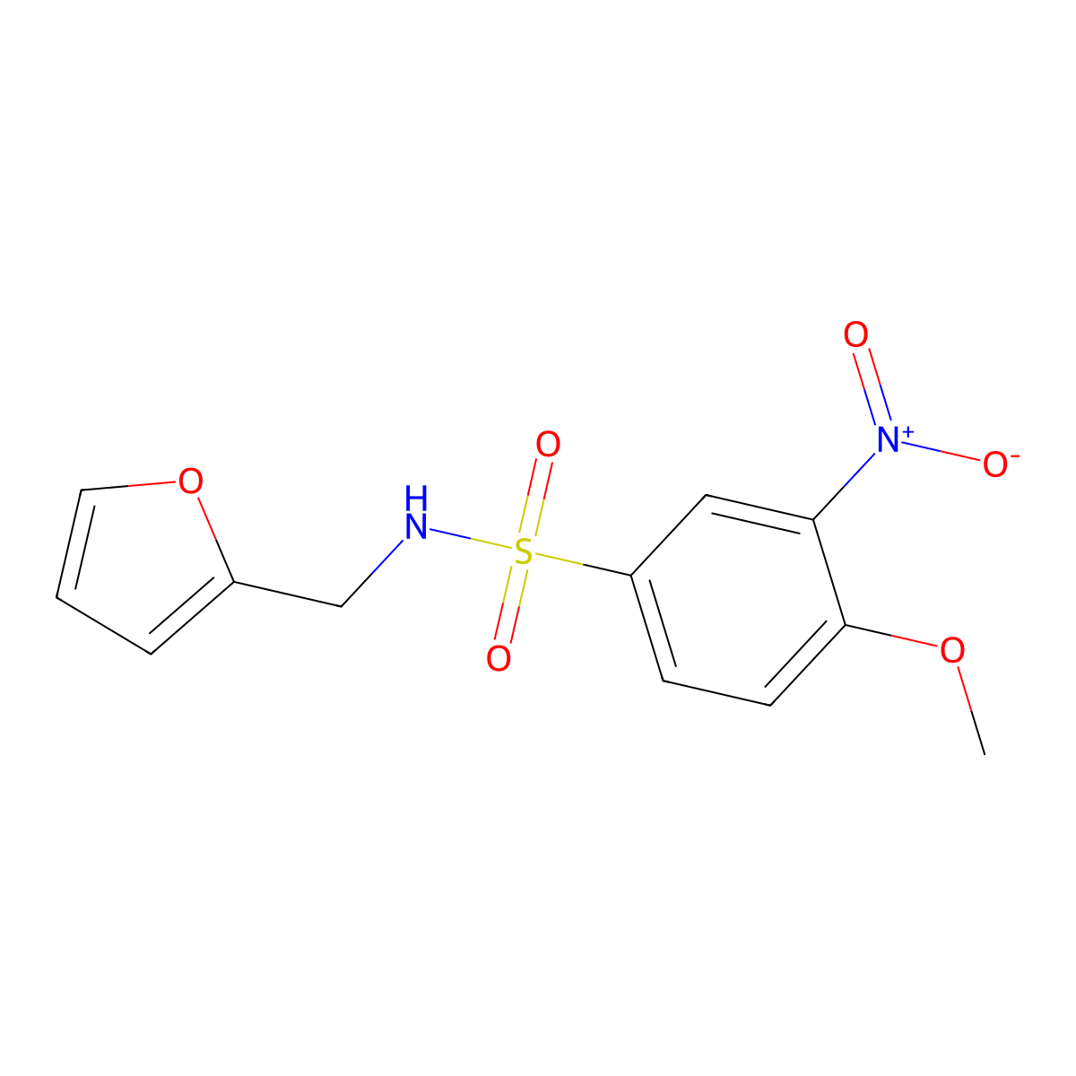 N-(furan-2-ylmethyl)-4-methoxy-3-nitrobenzenesulfonamide molecular structure, CAS 610281-73-7