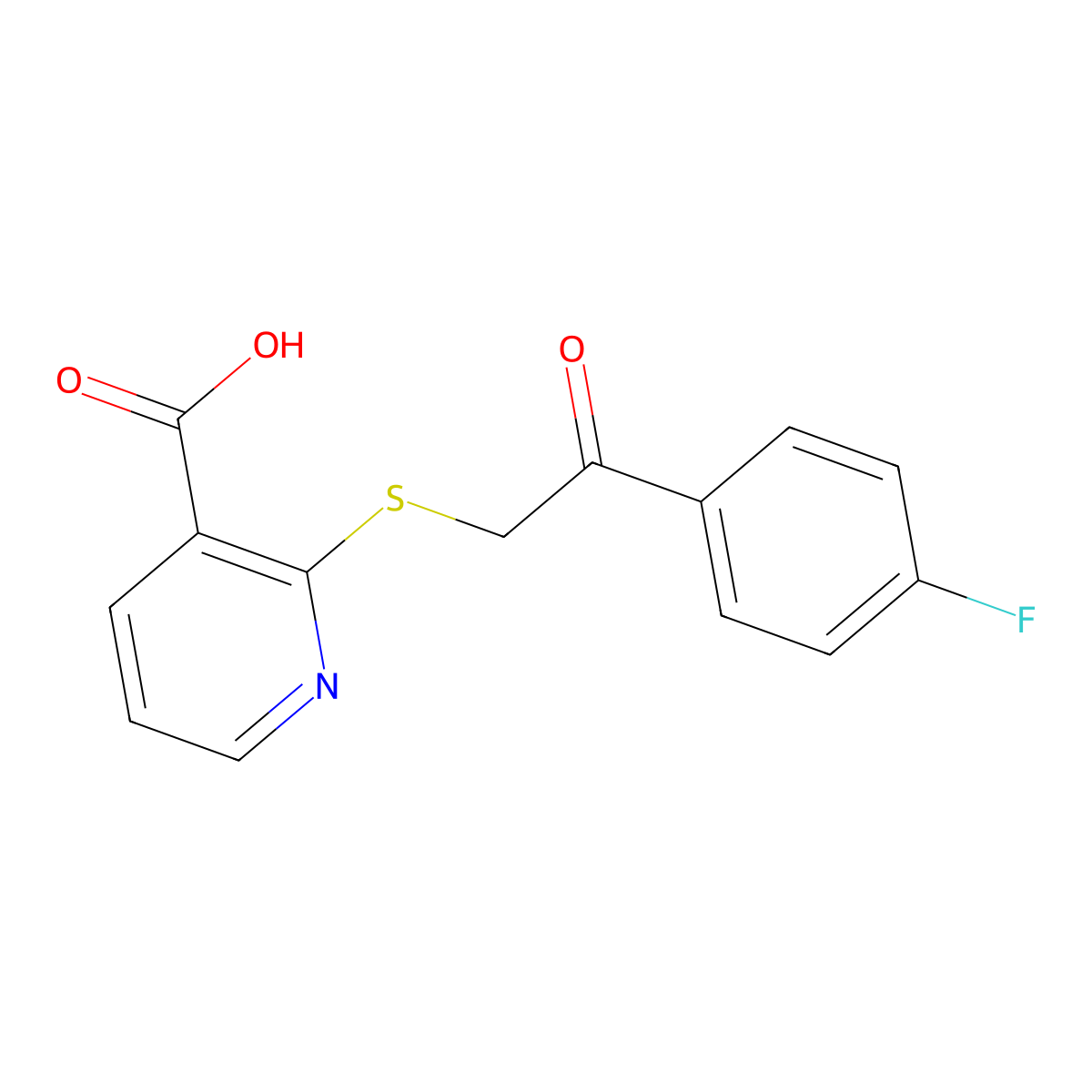 2-{[2-(4-Fluorophenyl)-2-oxoethyl]thio}nicotinic acid molecular structure, CAS 610281-79-3