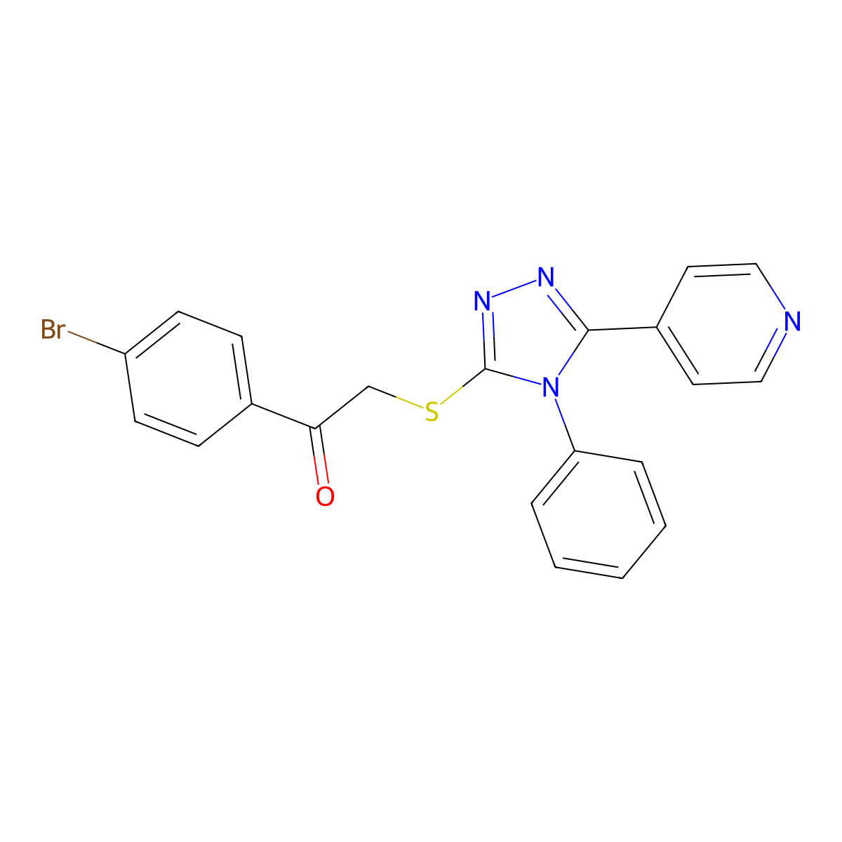 1-(4-Bromophenyl)-2-[(4-phenyl-5-pyridin-4-yl-1,2,4-triazol-3-yl)sulfanyl]ethanone molecular structure, CAS 610281-89-5