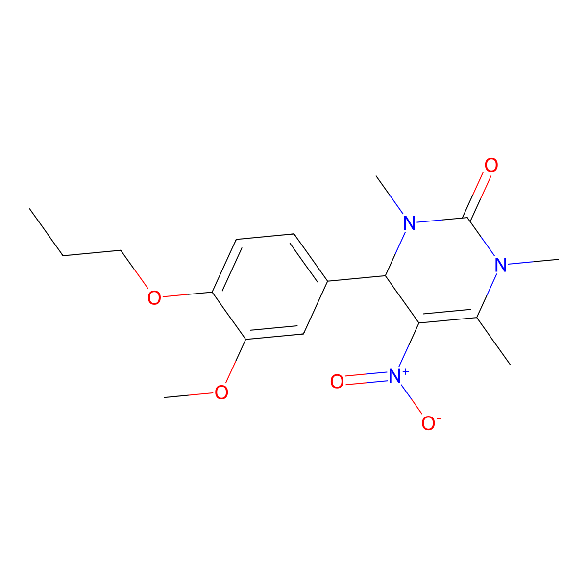 4-(3-methoxy-4-propoxyphenyl)-1,3,6-trimethyl-5-nitro-3,4-dihydropyrimidin-2(1H)-one molecular structure, CAS 610282-45-6