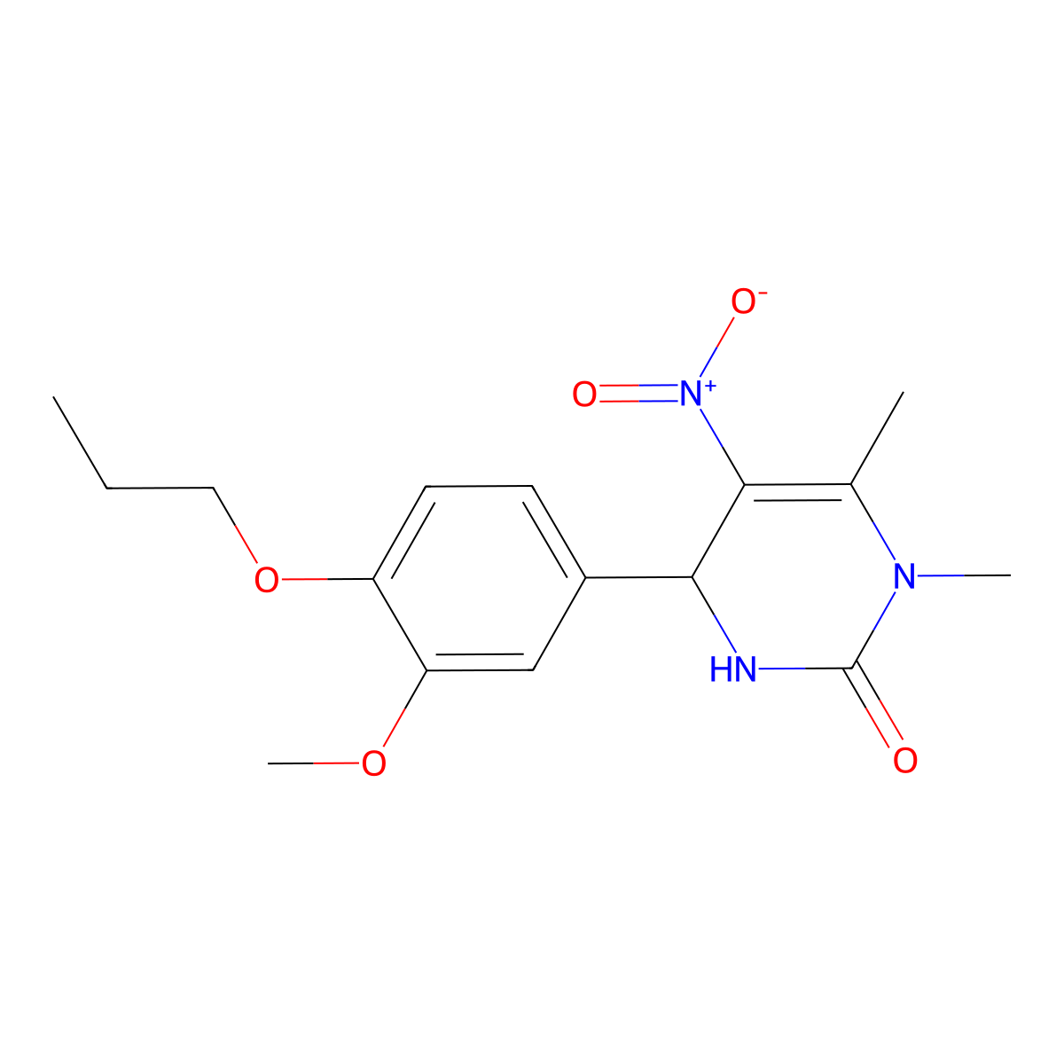 4-(3-Methoxy-4-propoxyphenyl)-1,6-dimethyl-5-nitro-1,2,3,4-tetrahydropyrimidin-2-one molecular structure, CAS 610282-46-7
