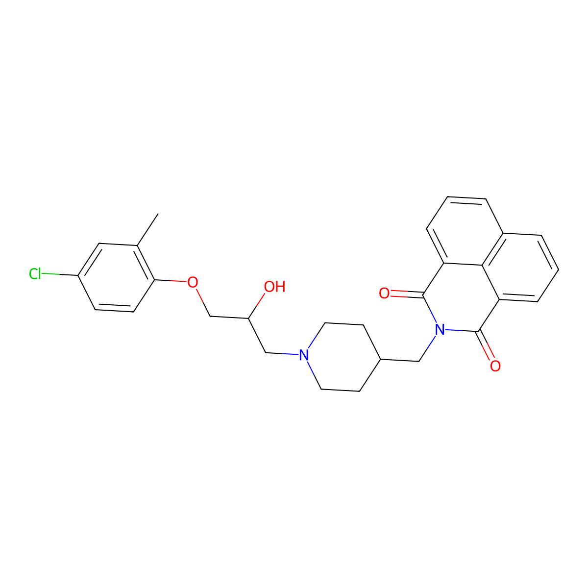 2-((1-(3-(4-chloro-2-methylphenoxy)-2-hydroxypropyl)piperidin-4-yl)methyl)-1H-benzo[de]isoquinoline-1,3(2H)-dione molecular structure, CAS 610282-78-5