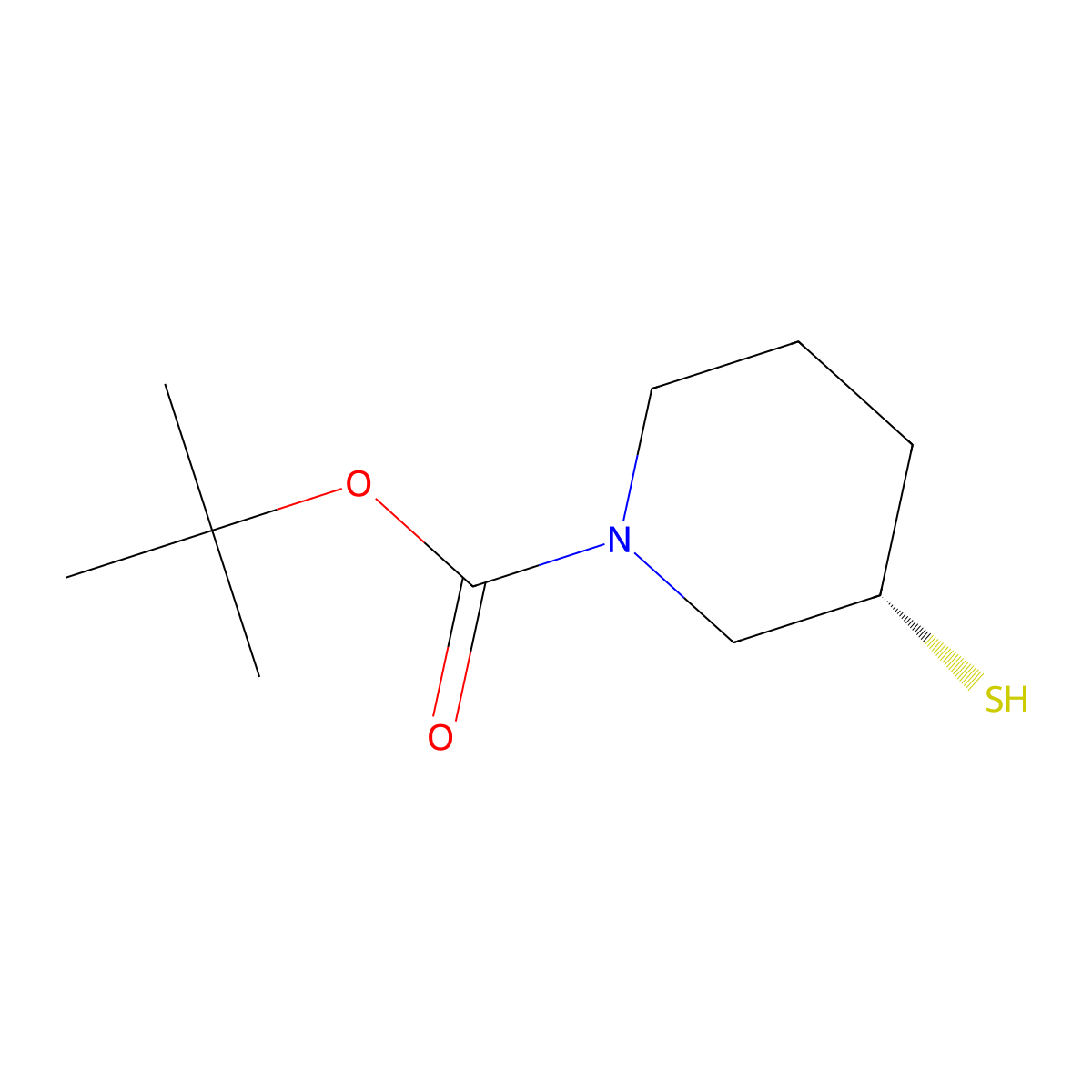 (S)-3-Mercapto-piperidine-1-carboxylic acid tert-butyl ester molecular structure, CAS 610285-62-6