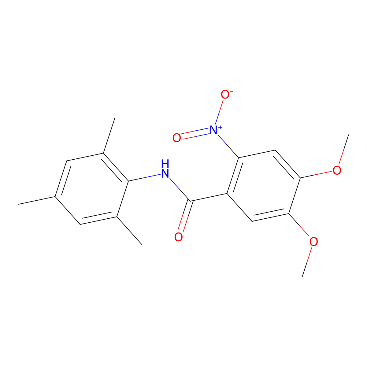 4,5-dimethoxy-2-nitro-N-(2,4,6-trimethylphenyl)benzamide molecular structure, CAS 6103-06-6