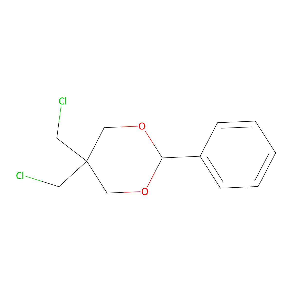 m-Dioxane, 5,5-bis(chloromethyl)-2-phenyl- molecular structure, CAS 6103-09-9