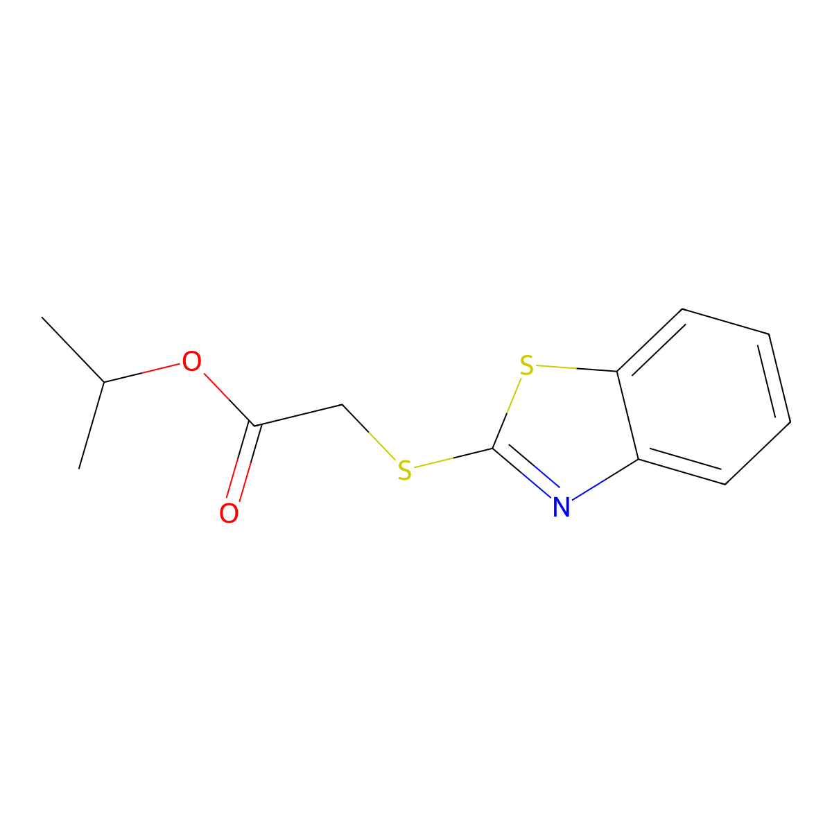 Isopropyl (1,3-benzothiazol-2-ylthio)acetate molecular structure, CAS 6103-82-8