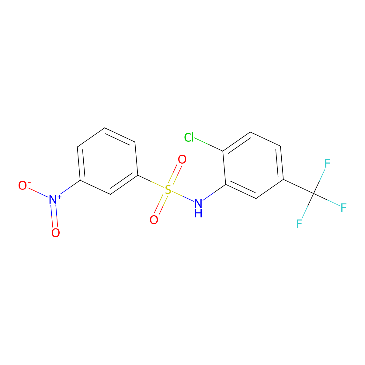 N-[2-chloro-5-(trifluoromethyl)phenyl]-3-nitrobenzenesulfonamide molecular structure, CAS 6103-95-3