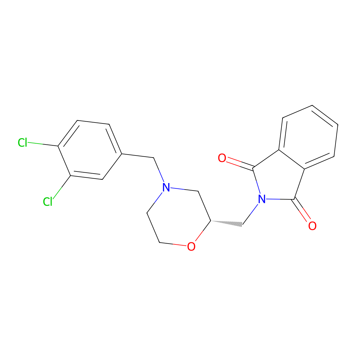 2-[[(2R)-4-[(3,4-Dichlorophenyl)methyl]morpholin-2-yl]methyl]isoindoline-1,3-dione molecular structure, CAS 610305-43-6