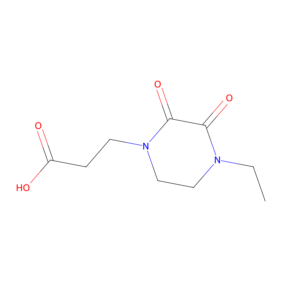 3-(4-Ethyl-2,3-dioxopiperazin-1-yl)propanoic acid molecular structure, CAS 610311-91-6
